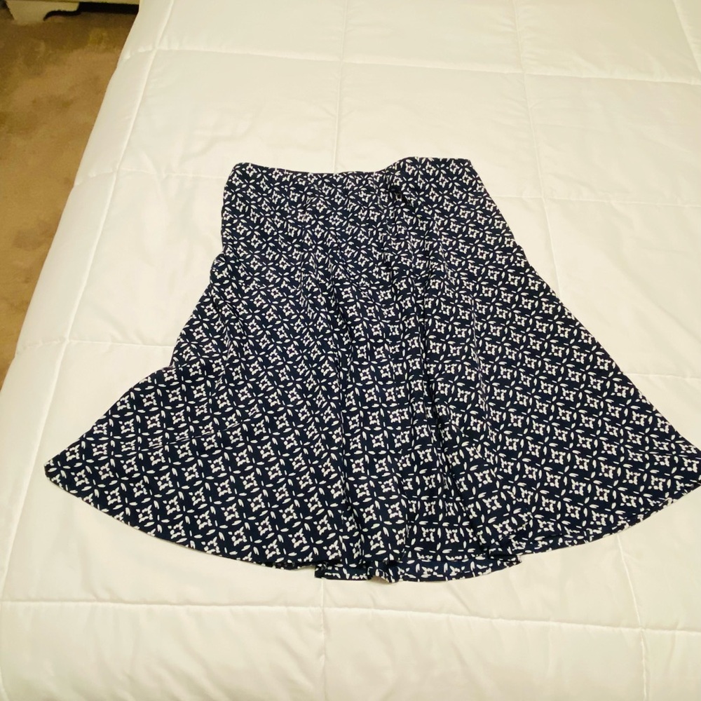 Navy and White Patterned Women's Skirt